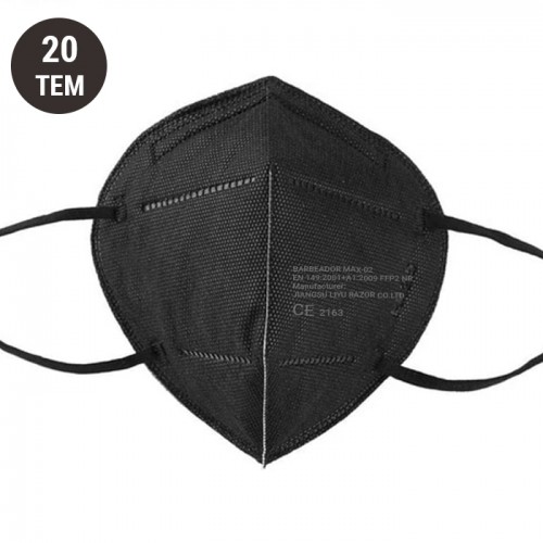 Μάσκα υψηλής προστασίας FFP2 Μαύρη BARBEADOR MAX-02 20ΤΕΜ