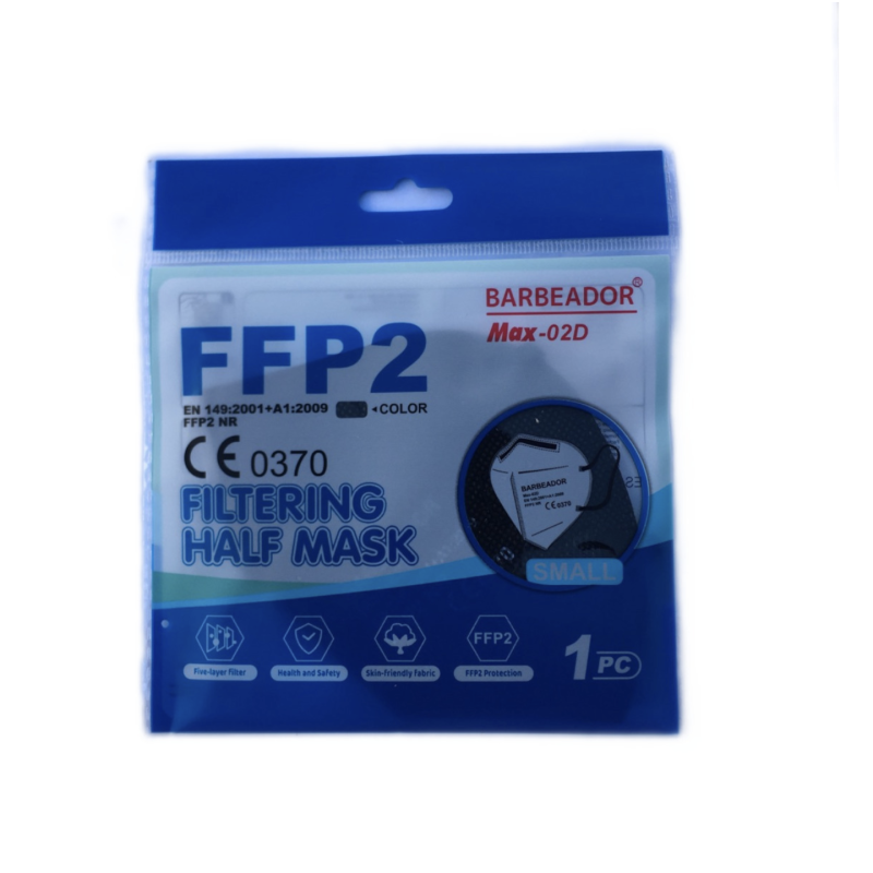 Παιδική μάσκα FFP2 BARBEADOR MAX 02D υψηλής προστασίας Μαύρη 20ΤΜΧ
