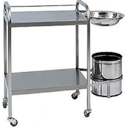 Τραπέζι τροχήλατο INOX με δοχείο και λεκάνη