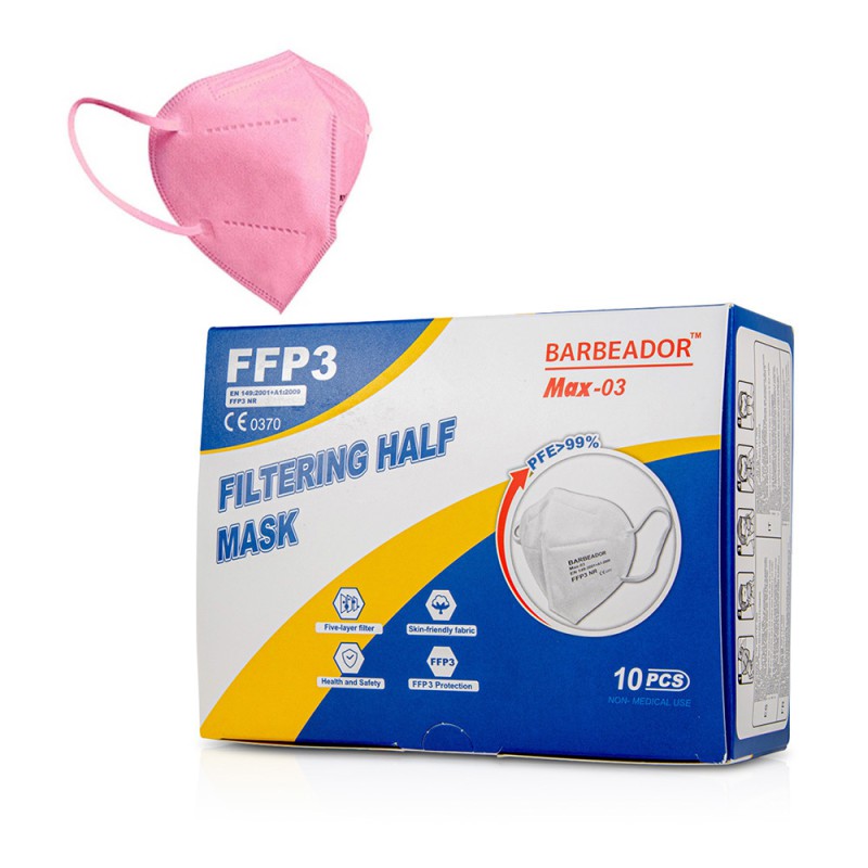 Μάσκα υψηλής προστασίας FFP3 NR  PFE >99% BARBEADOR MAX-03 Ρόζ 10ΤΕΜ