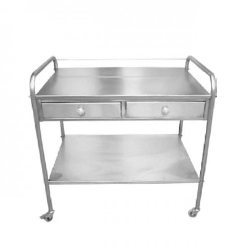 Τραπέζι τροχήλατο INOX με 2 συρτάρια και 2 ράφια 11054